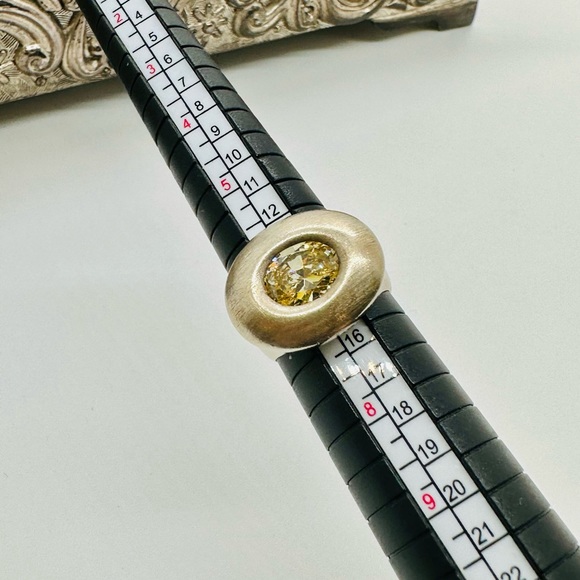 🔥 Modernist Vintage Champagne CZ Sterling Ring - Picture 4 of 17